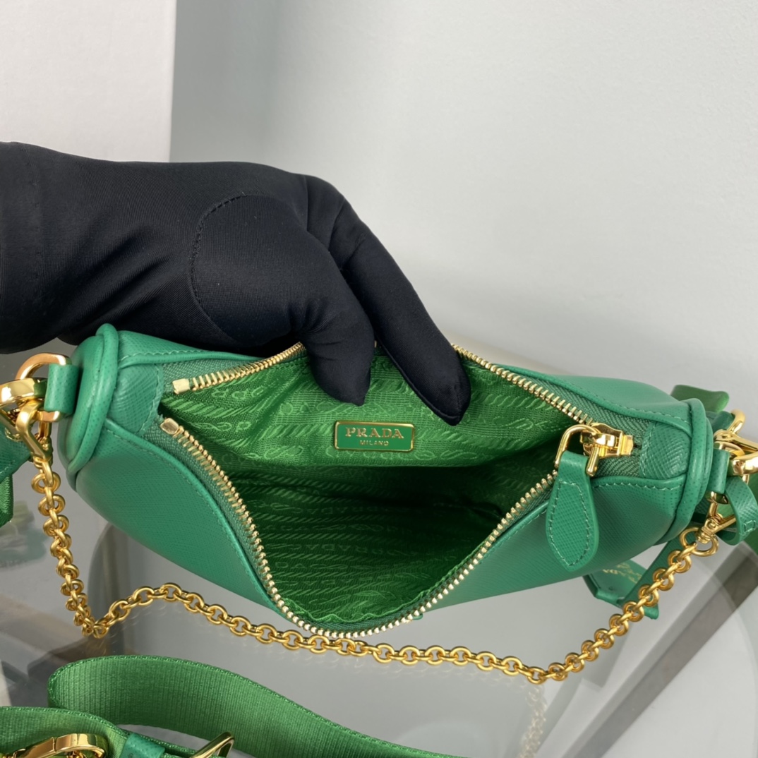 Prada Saffiano Leather Re Edition 2005 Shoulder Bag Mango Green 1BH204